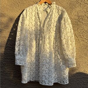 Zara White Floral Lace Dress